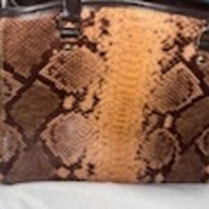 Coach Brown and Tan Snake Print Shoulder Bag